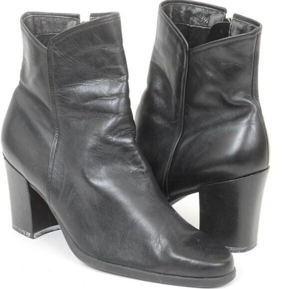Enzo Angiolini Women 9.5 Begany Ankle High Black Soft Leather Boot Moto Festival